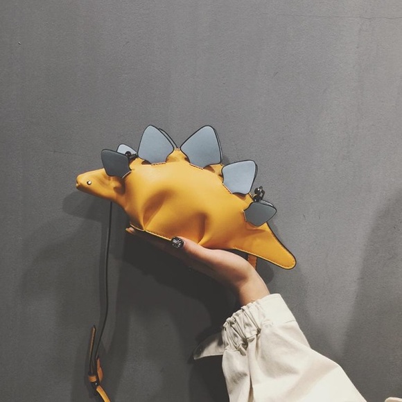 Dinosaur Purse Yellow Stegosaurus Purse Crossbody Bag Small Faux Leather Purse - Picture 4 of 10